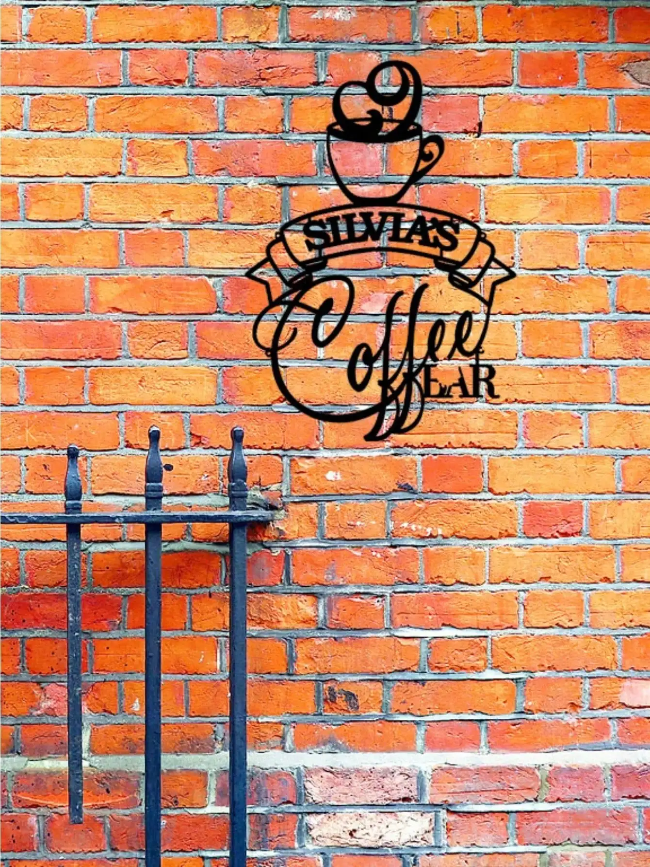 Metal Bar Sign Custom Name Coffee Cup Wall Art Home Decor