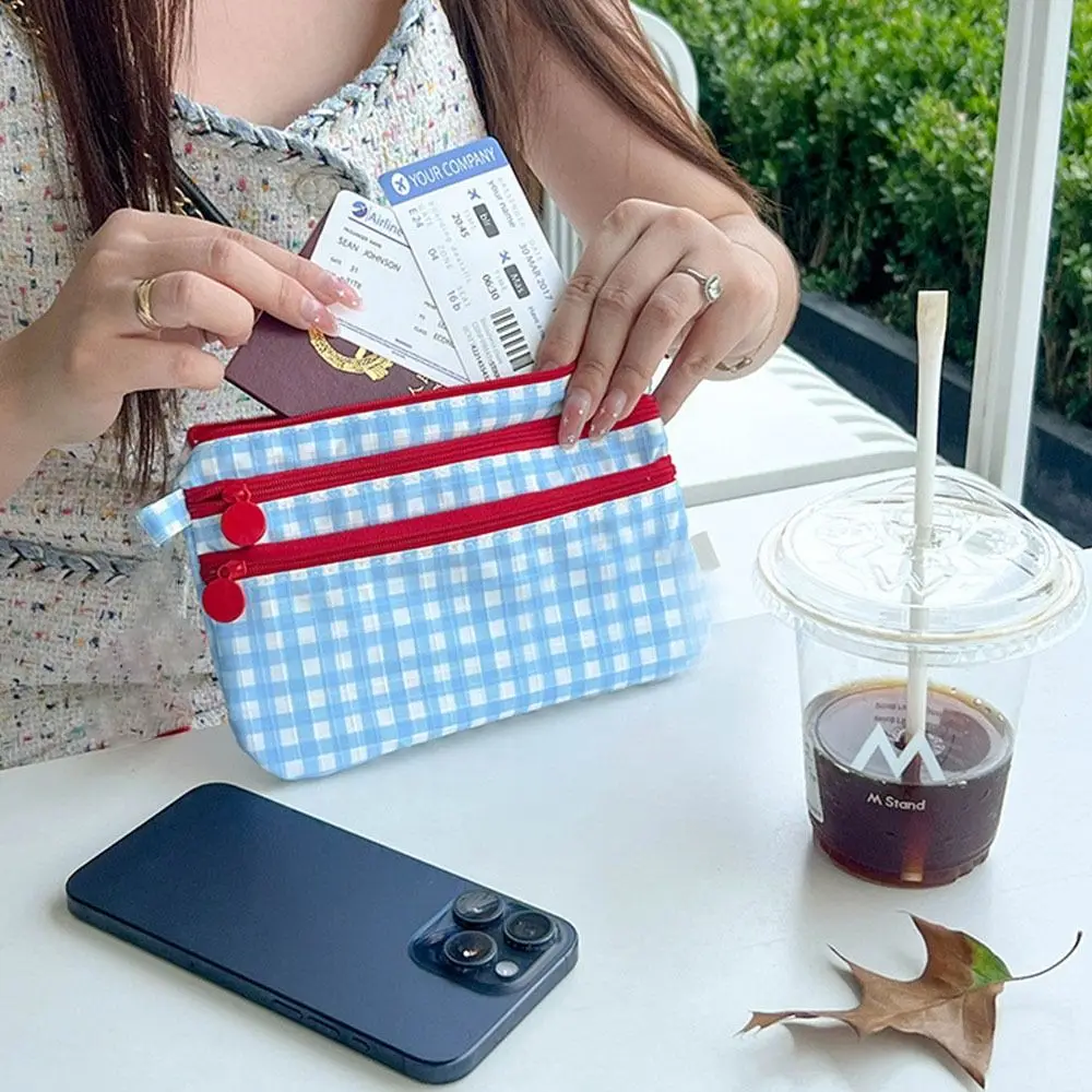 3 طبقة سستة محفظة سفر مقاوم للماء المحمولة منظم بطاقات الهوية فتحات متعددة حامل جواز السفر حقيبة إكسسوارات السفر