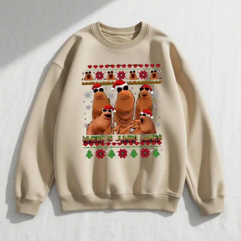 Where Is Jumbo James Marcus The Worm クリスマス スウェットシャツ カジュアル クルーネック カジュアル ファッション ソフトで快適なレトロな長袖デザイン