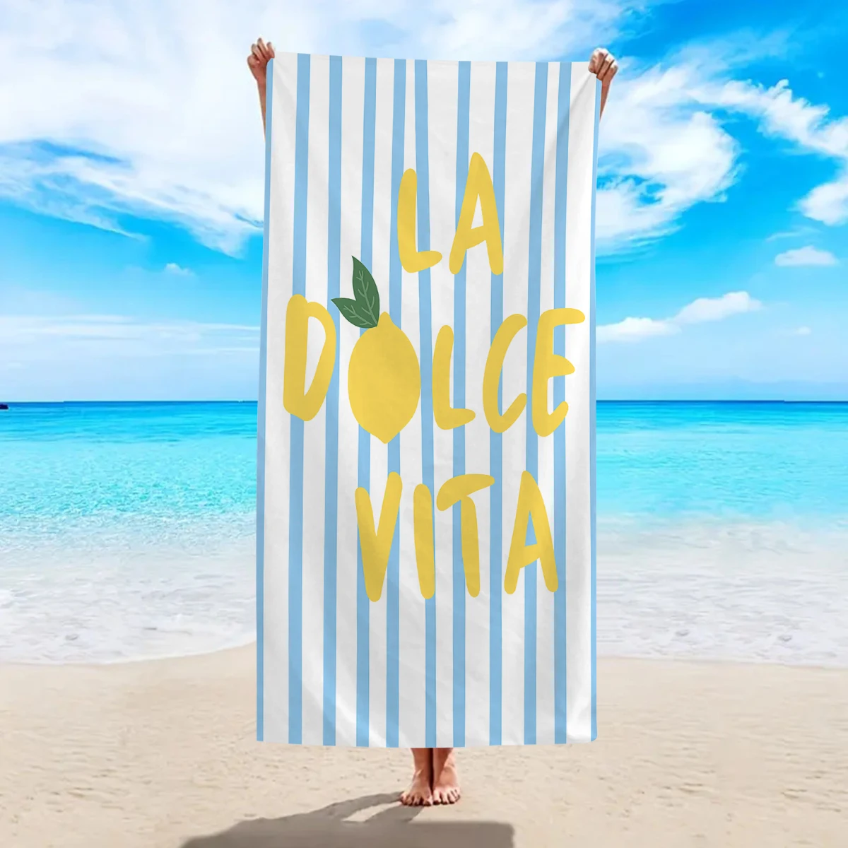 Beach Towels Large Personalised Beach Towels Large Luxury 1pc striped lemon 