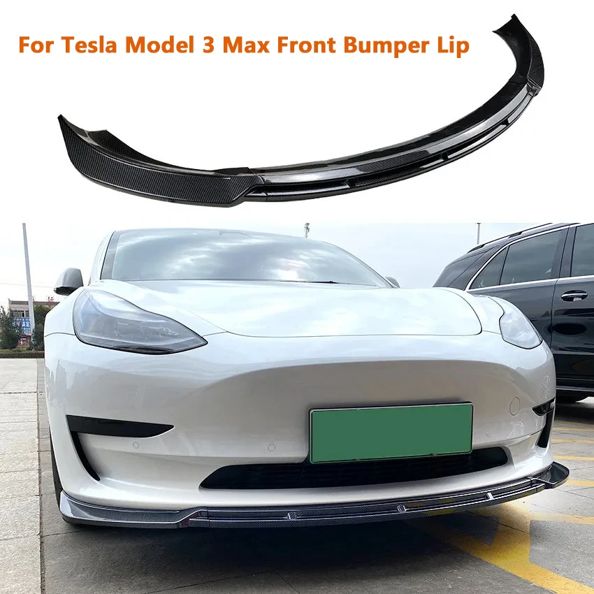 

Car Three Section Front Bumper Spoiler For Tesla Model 3 Max Front Lip Shovel Splitter Diffuser Auto Exterior Decoration