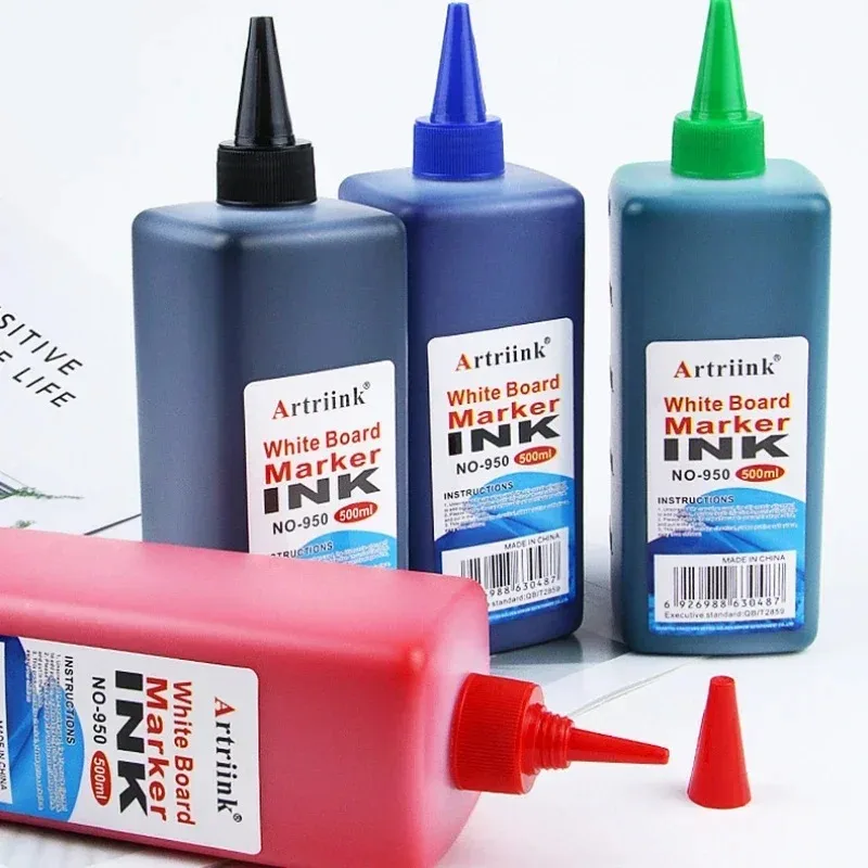 500ml Whiteboard Marker Pen Ink Supplement Water-based  Erasable Environmentally Friendly Filling Solution Black Red Green Blue