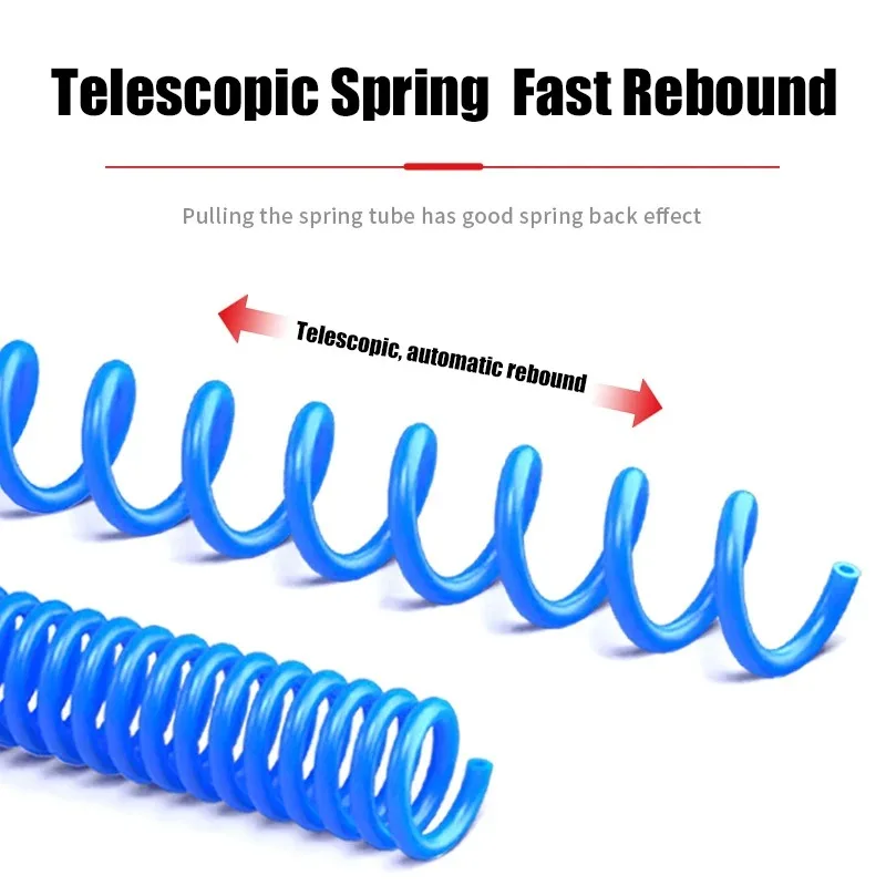 PU Spring Spiral Pipe with Fitting 6/9/12/15M PU Air Compressor Hose Tube Flexible Air Tool with Connector Pneumatic