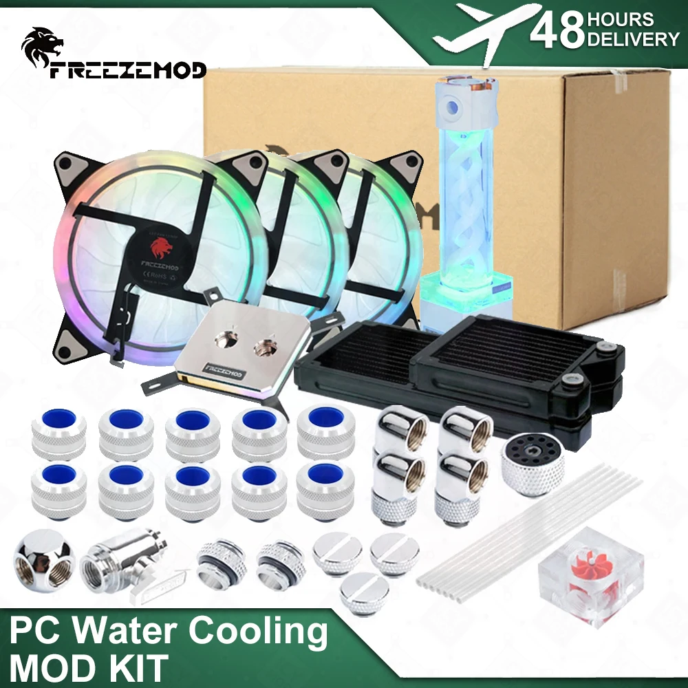 Water Cooling MOD Kit Freezemod Hard Tube PC Liquid Cooler Set Copper Radiator CPU Cooler PETG Pipe AIO Reservoir ARGB Aluminum