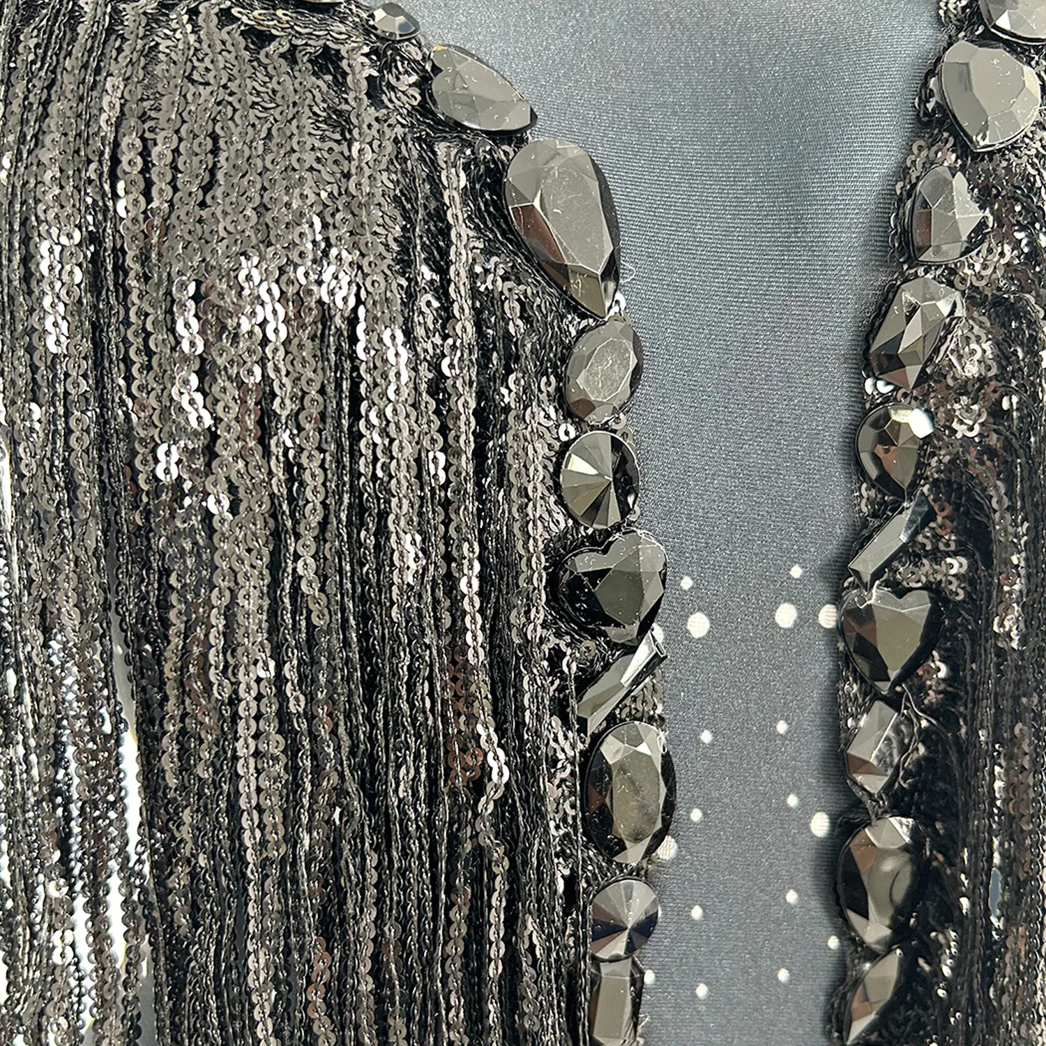 Fashion Black Crystal Sequin Tassel Leotard Women Diamonds Bodycon Party Bodysuit Performance Dance Stage Costumes Outfit Shuye