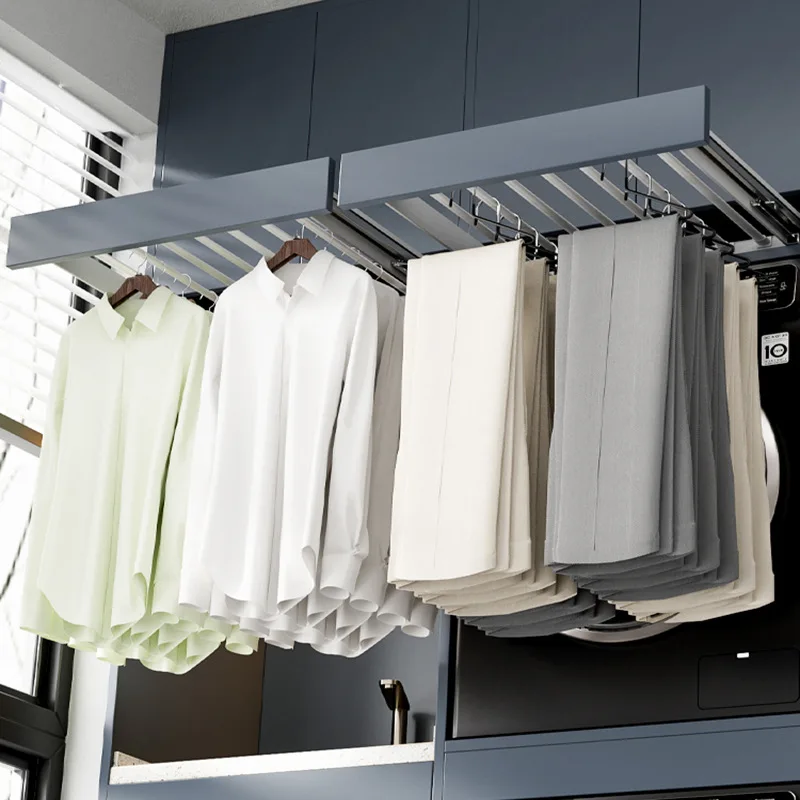 

Washing machine Invisible drying rack Balcony dryer Hidden pull-up pants rack Telescopic slide rail Wardrobe Built-in storage