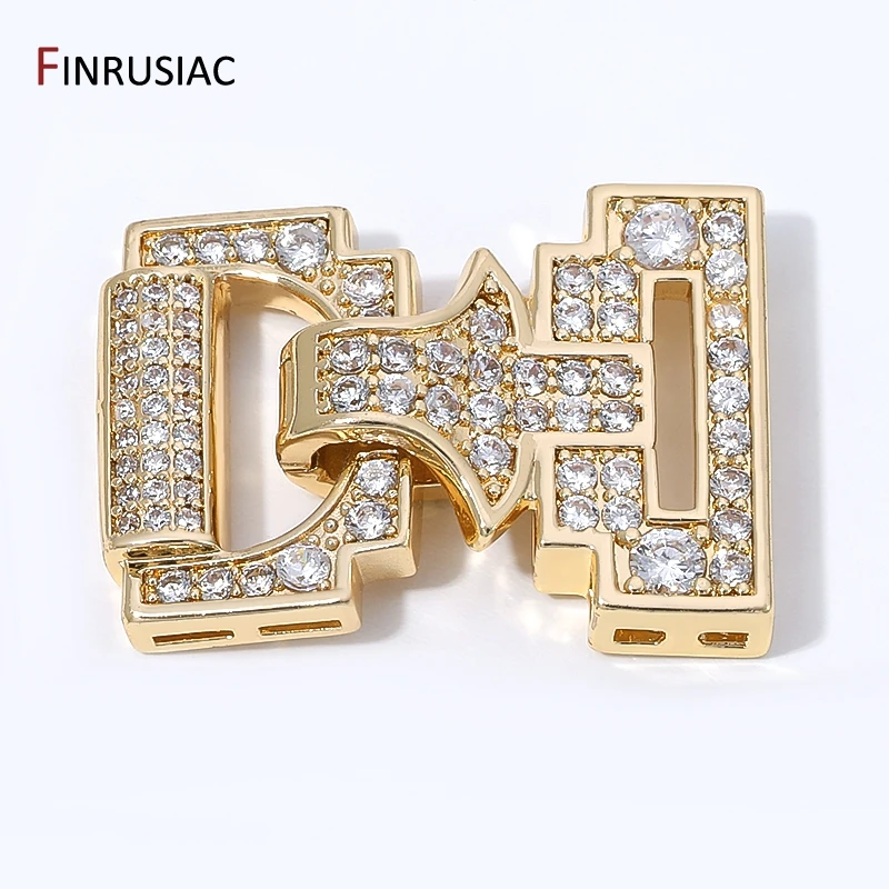 14K Gold Plated Brass Multi-row Pearl Clasps For Necklace,Inlaid Zircon End Clasps Connectors For DIY Jewelry Making Accessories