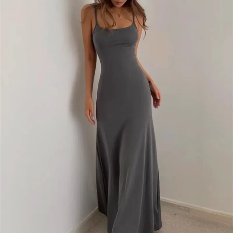 

Woman Spring Summer Bodycon Dress Female Sexy Sleeveless Spaghetti Strap Sheath Dress Elegant Backless Evening Dresses Платье