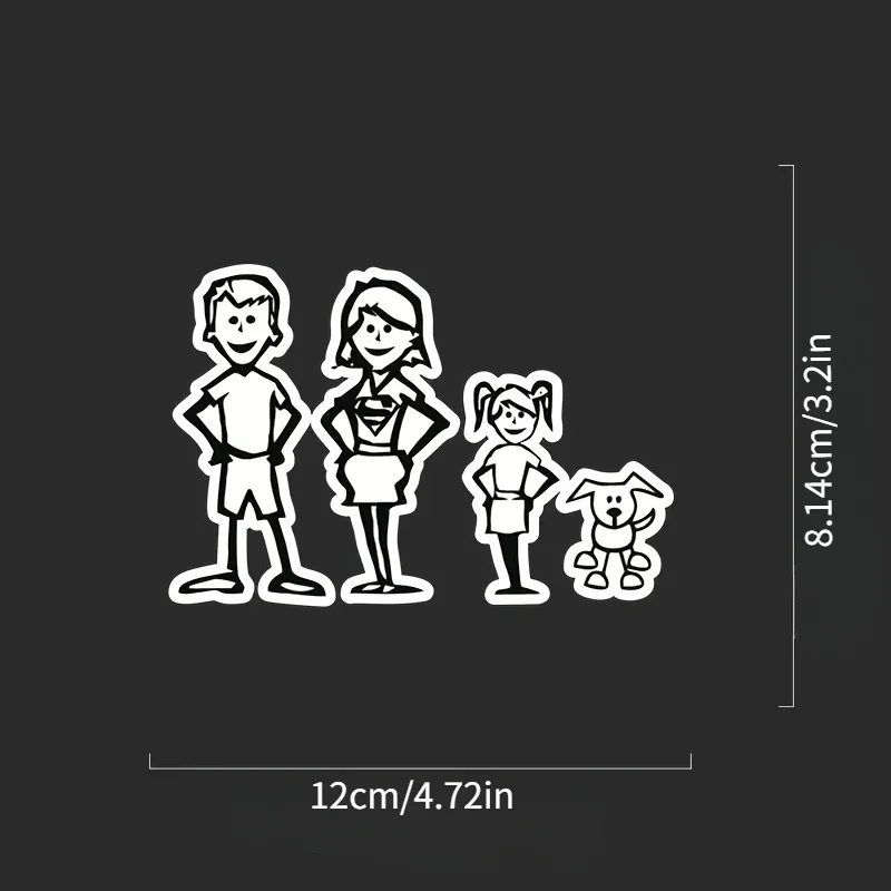1pc Family Stick Figure Waterproof Vinyl Decal, Dad Mom Daughter & Dog for Car Window Laptop Water Bottle Multi‑Surface Decor