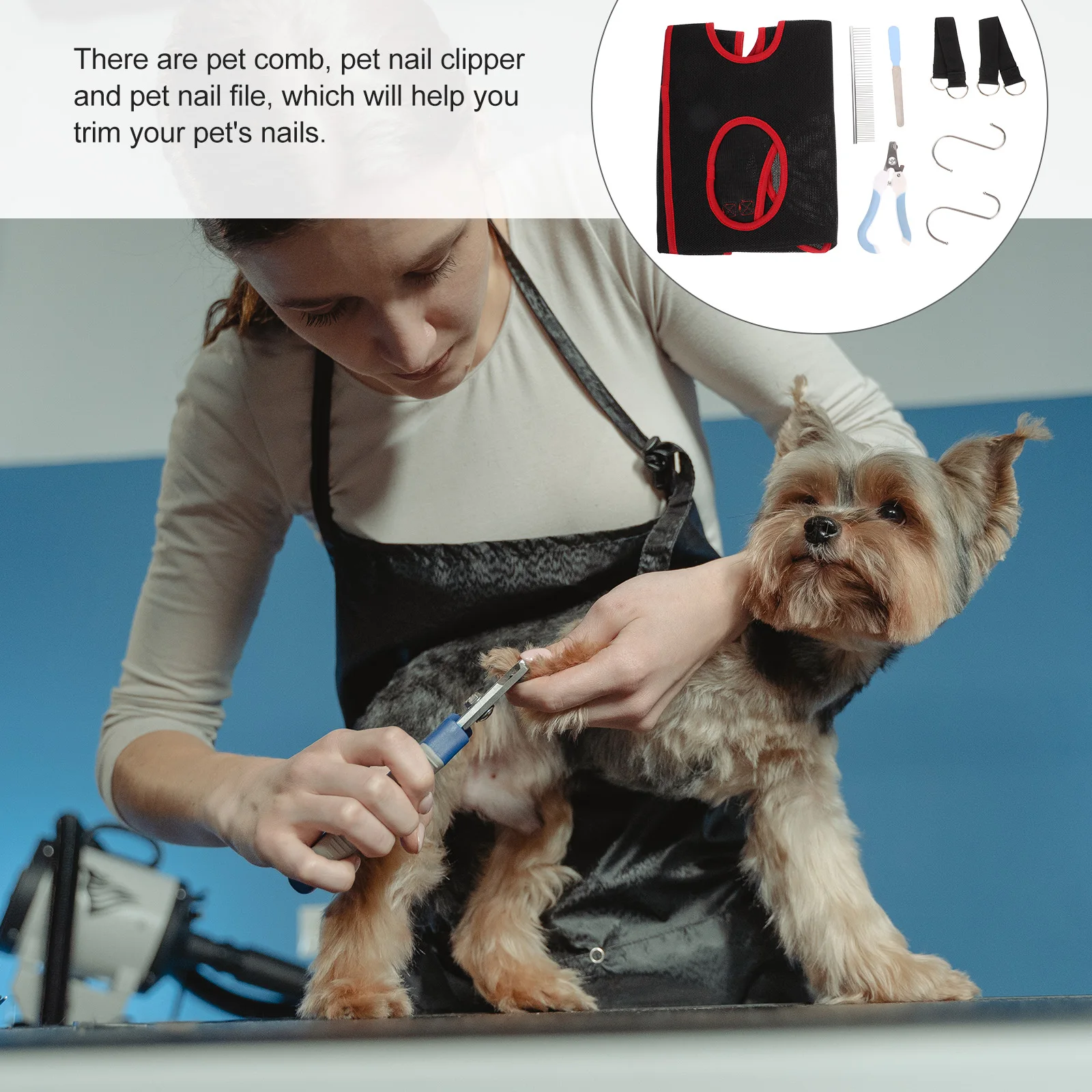 1 مجموعة الحيوانات الأليفة مسمار التشذيب أرجوحة قوي الاستمالة الرافعة للقطط الكلاب مع مشط المقص ملف سهلة الاستخدام ضبط النفس حقيبة معلقة #5