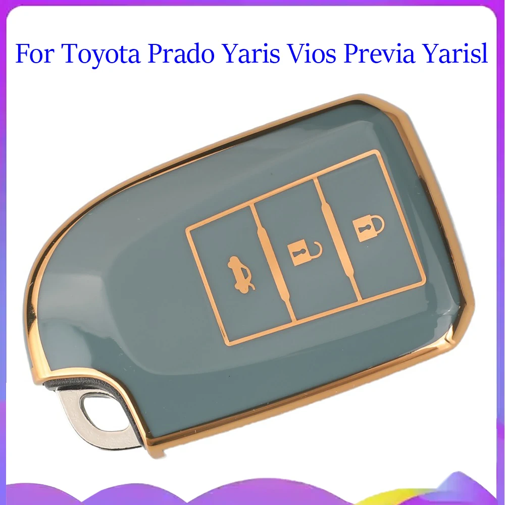 Jingyuqin New Replace 2/3 BTN Soft TPU Car Key Case Fob For Toyota Prado Yaris Vios Previa Yarisl X Hiace Camry Corolla Verso