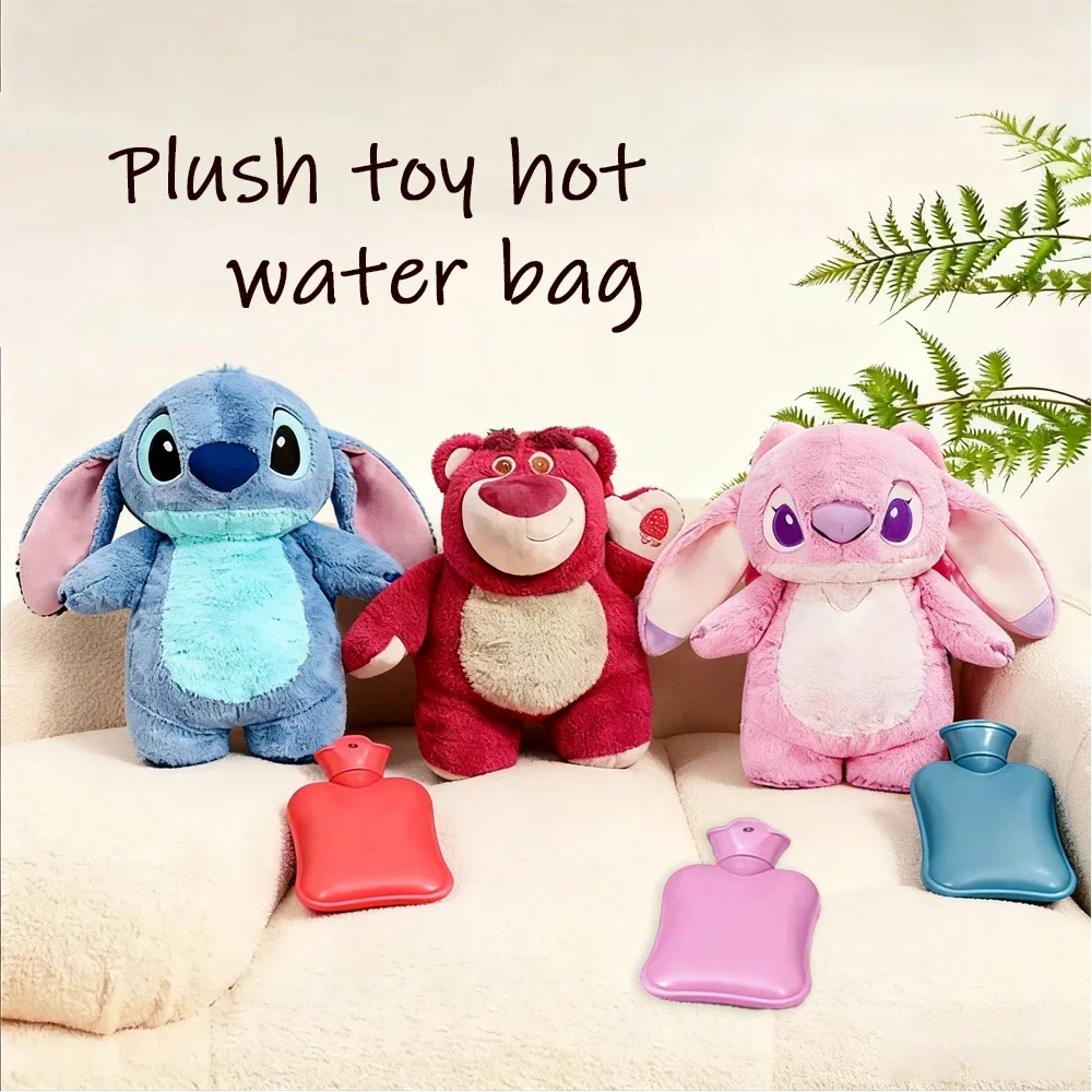 스티치 엔젤 플러시 핫 워터 보틀 - 로츠오 베어 디자인 두꺼운 보온 가방 손난로 및 추위 보호용