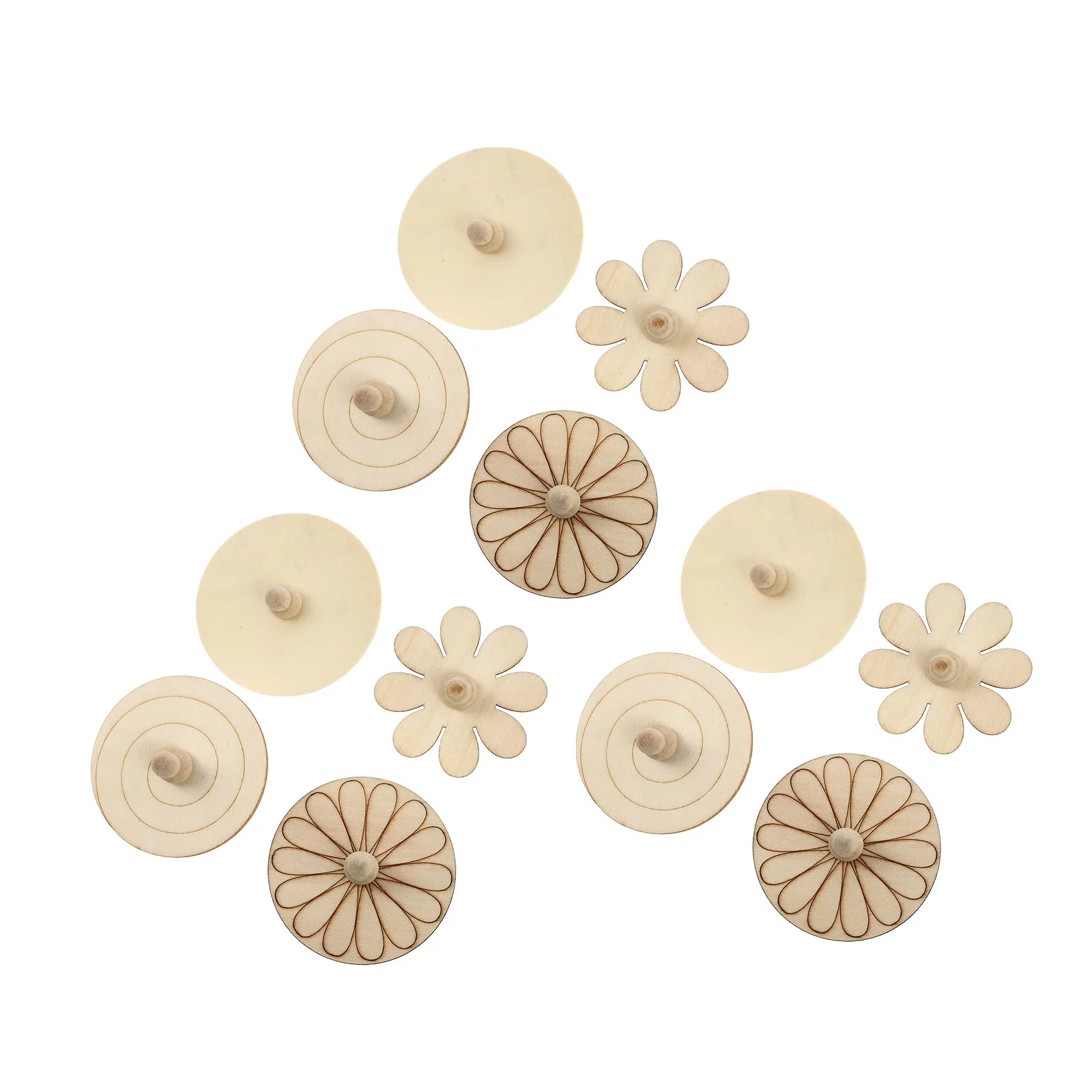 

12 Pcs Wooden Spinning Top Rotary Toy Unfinished Gyroscope DIY Turn Child