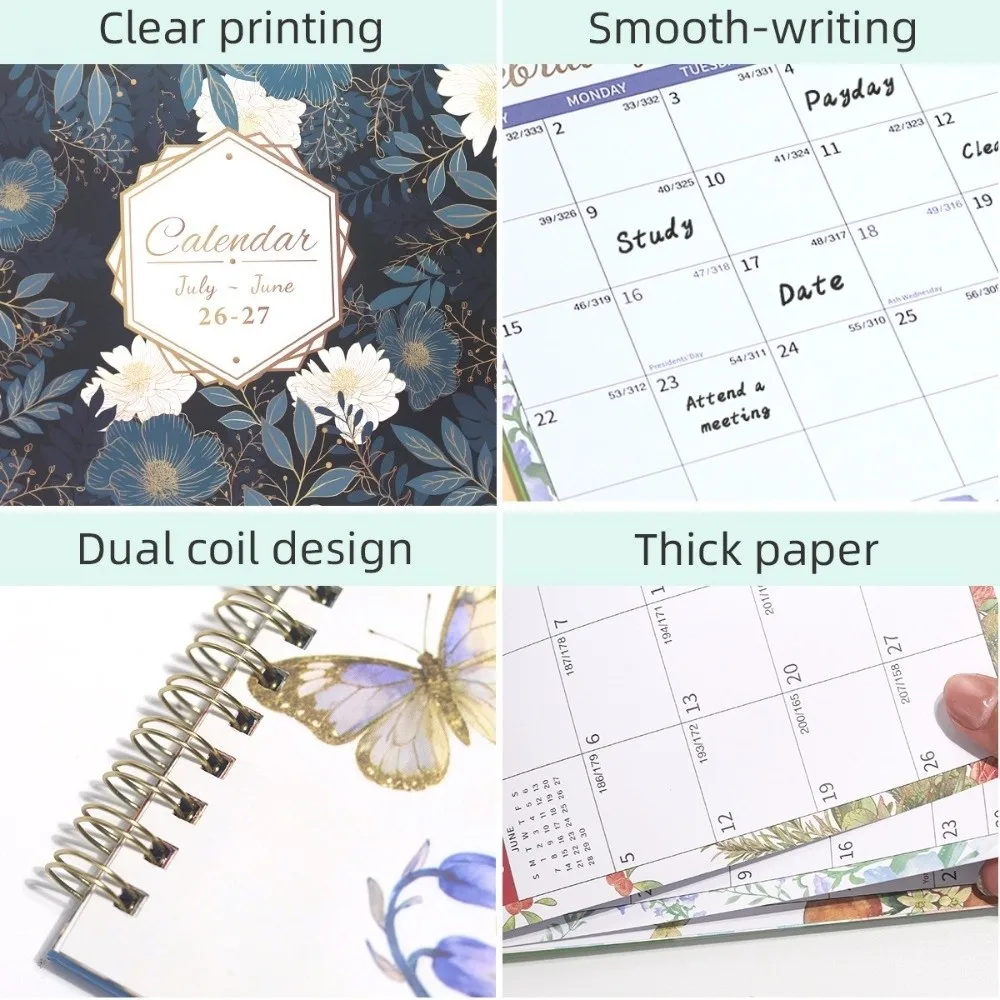 

Настольный календарь-ежедневник из плотной бумаги, портативный, настольный, на период с июля 2026 по июнь 2027 г., с отрывными листами для заметок