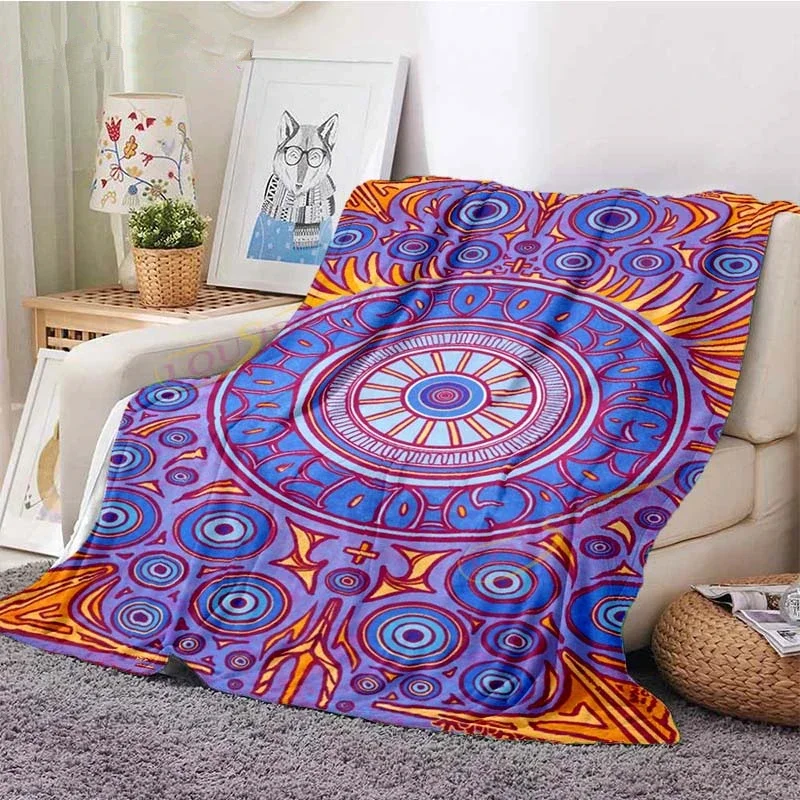 Evil Eye Blanket Turkish Nazar Spiritual Art Blanket Vintage Mid Century Flannel Blanket Sofa Chair Throw Blanket Travel Blanket