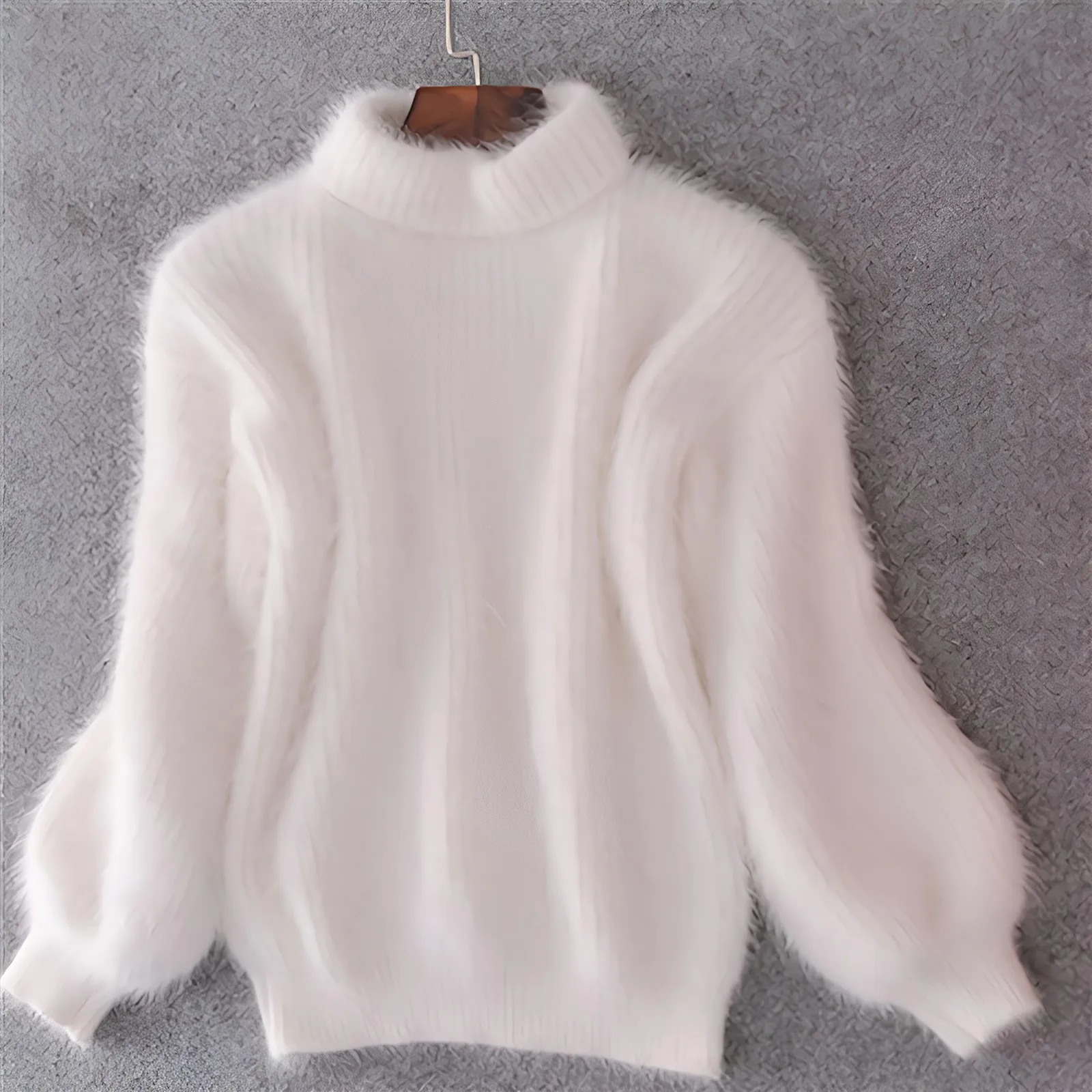 Women\'S Winter Plush Sweater Loose Warm Pullover Plush Pullover Loose Plain Knitted Crew Neck solid color Jumper Sweaters