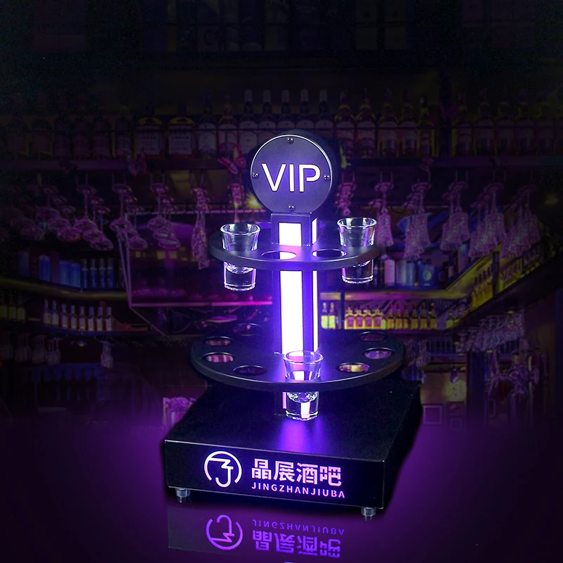 Luminous Double-Layer Bullet Cup Holder for Bar KTV Nightclub VIP Drinking Utensil Cocktail Cup Holder with Bullet Design