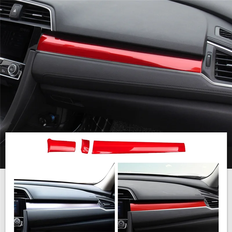 

1 комплект, центральная отделка консоли, декор, центральные аксессуары для автомобильной консоли, красный ABS для Honda Civic 2016-2020