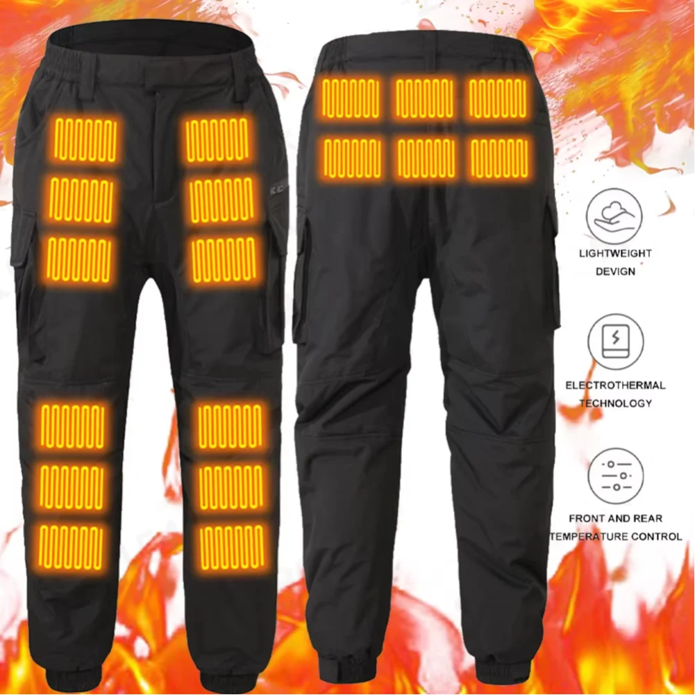 Unisex M-5XL Winter 18 Heating Zones Washable Thermal Pant Outdoor Sport USB Electric Heated Casual Pant Warm Clothes for Skiing