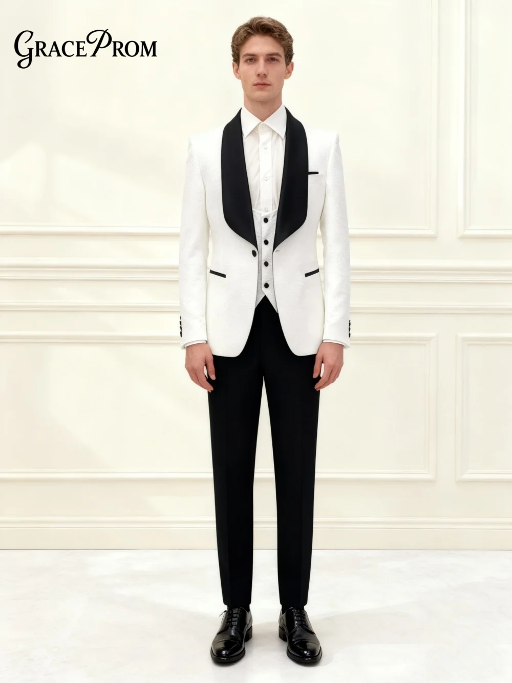 

Elegant Men's Suit 3 Pieces Set Men's Wedding Suit 2026 Luxury Jacket Pants Vest Formal Jacquard Suit Jackets