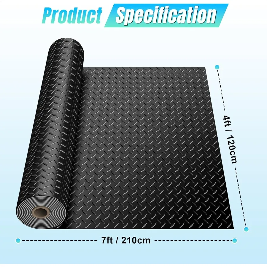 4x7 أقدام المرآب الكلمة حصيرة الماس لوحة المطاط الأرضيات لفة PVC المرآب الأرضيات لفات لسيارة كبيرة سيارات الدفع الرباعي شاحنة صغيرة RV #2