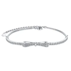 925 Sterling Silver Bow Bracelet Micro Inlay Zircon Bracelet French Elegant Fashion Women Bracelet Jewelry