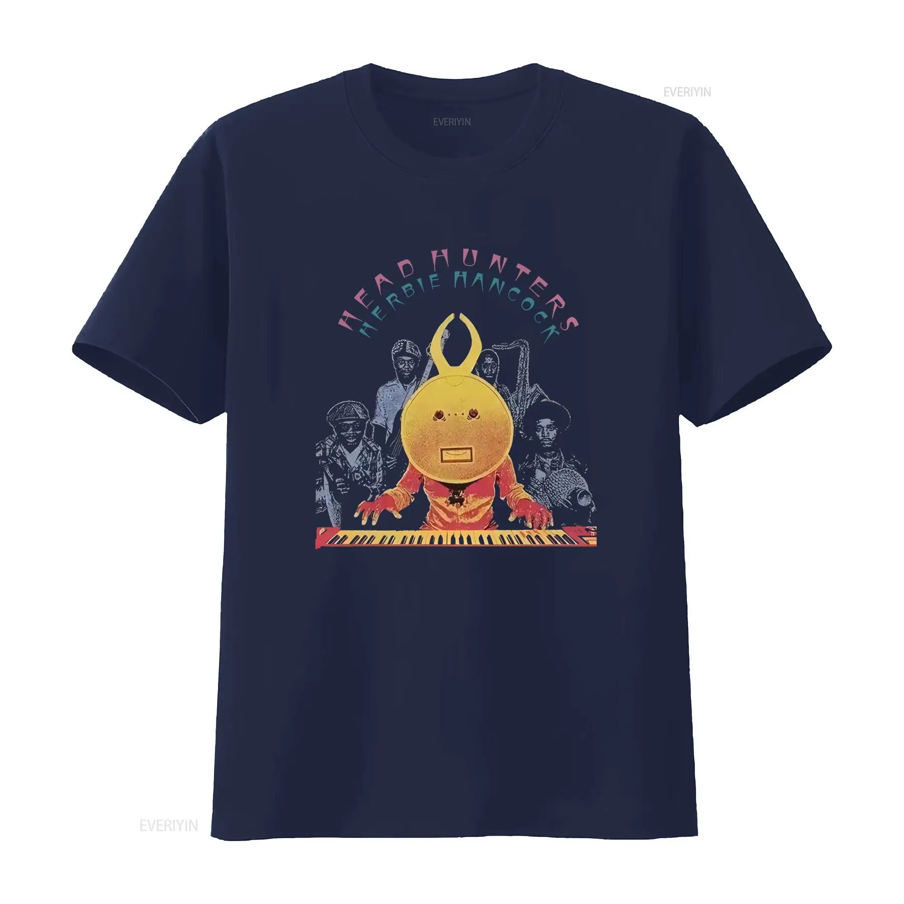 Vintage Herbie Hancock Headhunters Jazz Funk Bedrucktes T-Shirt Unisex 100% Baumwolle Retro Musik Streetwear Kurzarm-Shirt – Detail 6