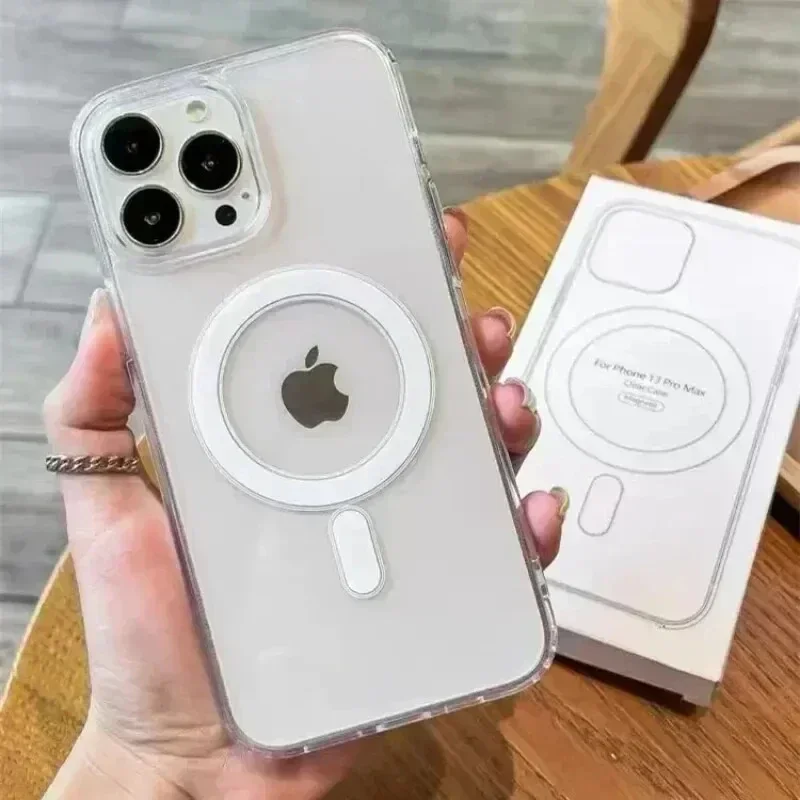Official Magnetic For Magsafe Transparent Case For iPhone 16 15 14 13 11 12 Pro Max Plus Wireless Charge Acrylic With Box Cover image 2