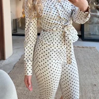 HXAO Women's Capri Pants Spring Summer Polka Dot Pants For Woman Streetwear Chic Mid Rise Straight-Leg Cropped Trousers Set - Image 5