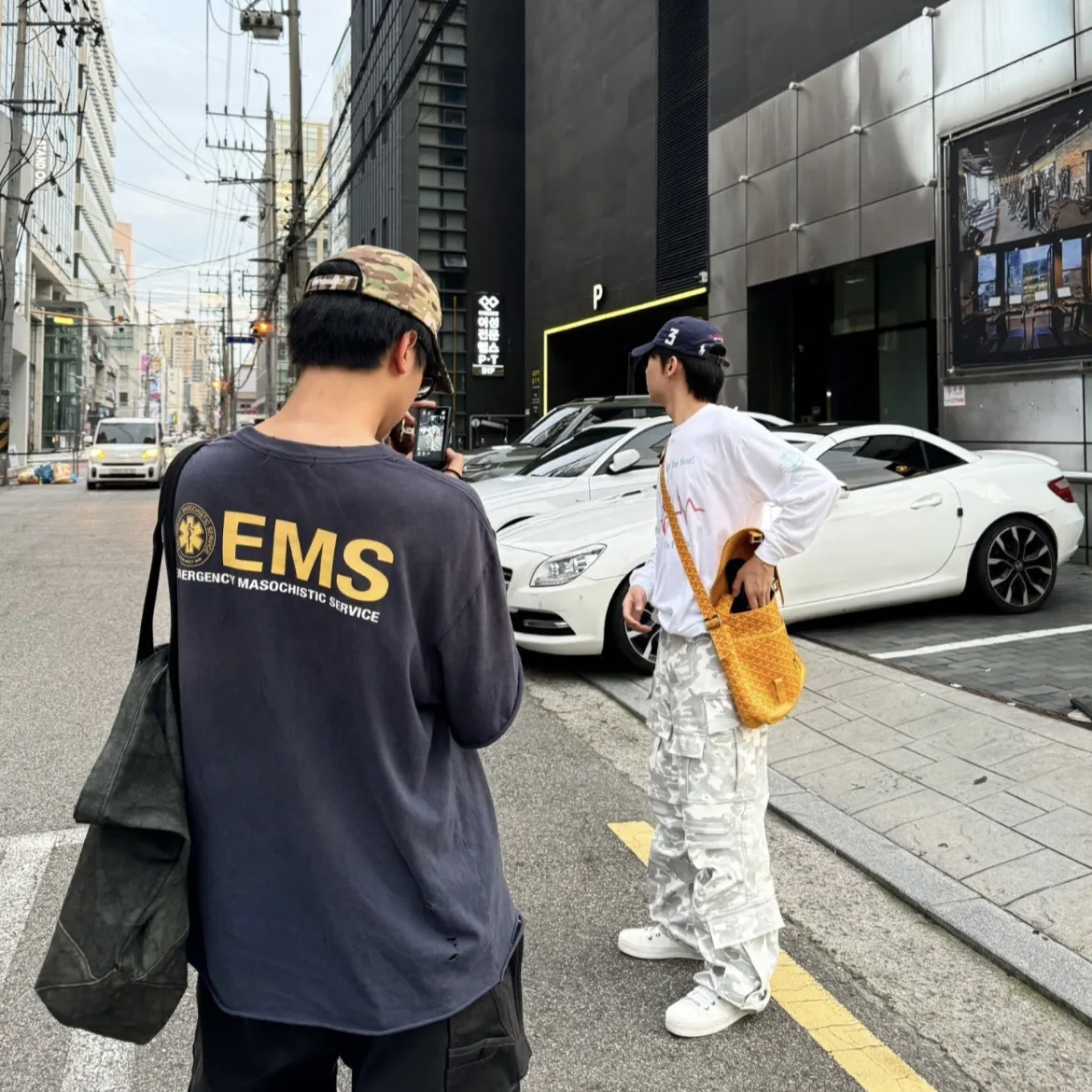 

Project G/R Summer Washed Vintage Lettered Small-Print Printed Roundneck Short-Sleeved Loose-Tee Shirt for Men and Women Grailz