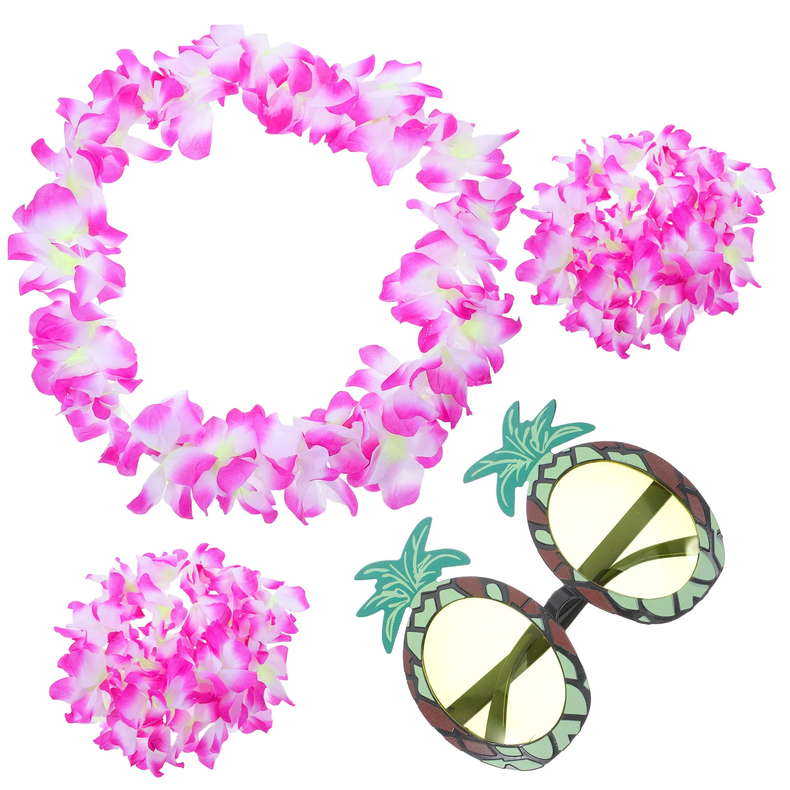 5pcs Pineapple Glasses Set Lightweight Durable Funny Photo Props Party Decoration Hawaii Garland Headdress Bracelet Stylish