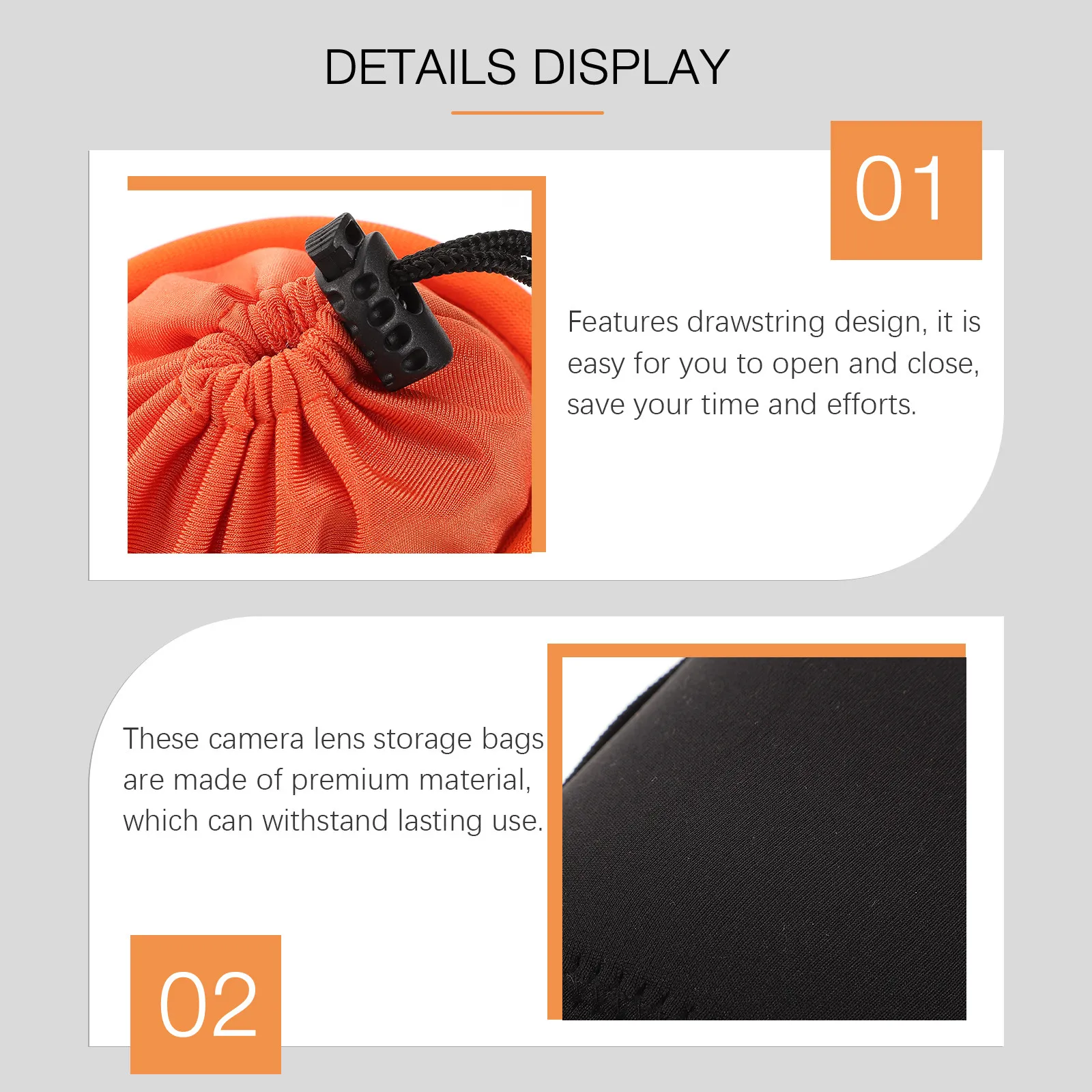 4Pcs Camera Lens Storage Bags Waterproof Dustproof Sandproof Impact Resistant Drawstring Lens Pouches for All Dslr Mirrorless