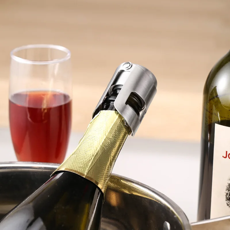 Portable Steel Champagne Bottle Stopper Shiny Leak-proof Wine Beer Cork Plug - Durable Wine Bottle Sealer for Bubble Preservatio view 2
