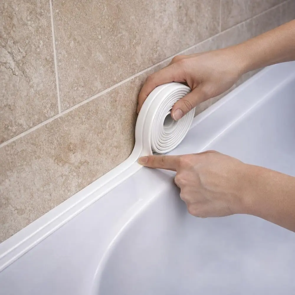 Clear Caulk Tape Waterproof Self Adhesive,Toilet Bowl Bath Tub Kitchen Strip Floor Wall Tile Window Stove Sink Caulking