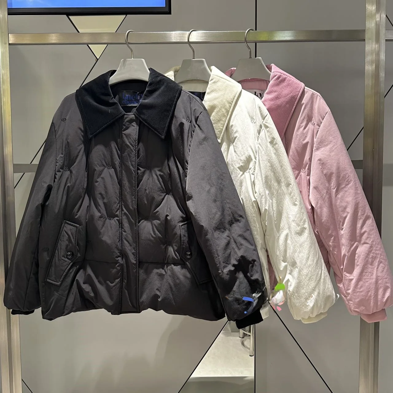 

Thiened Goose down Jaet Baseball Sle Coat Dstring Collar Splicing Commute Wind for Women Winter Outerwear Coat