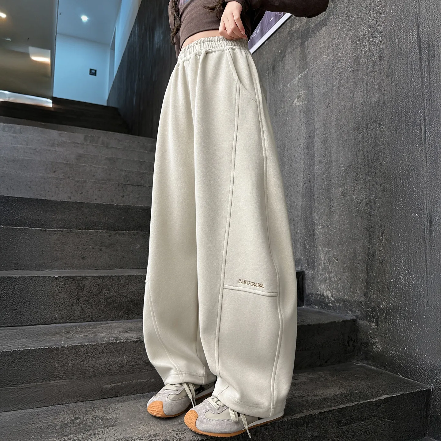 

Весенняя детская одежда, осень 2024, повседневные брюки для девочек, детские свободные хлопковые спортивные штаны, 110-170, темно-синие, бежевые брюки для детей