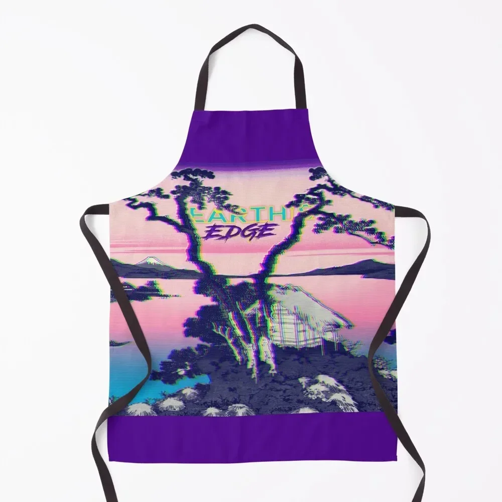 

EARTH'S EDGE - Vaporwave Lake Suwa by Hokusai Apron For Kitchen Women men's barbecue kitchen woman Apron