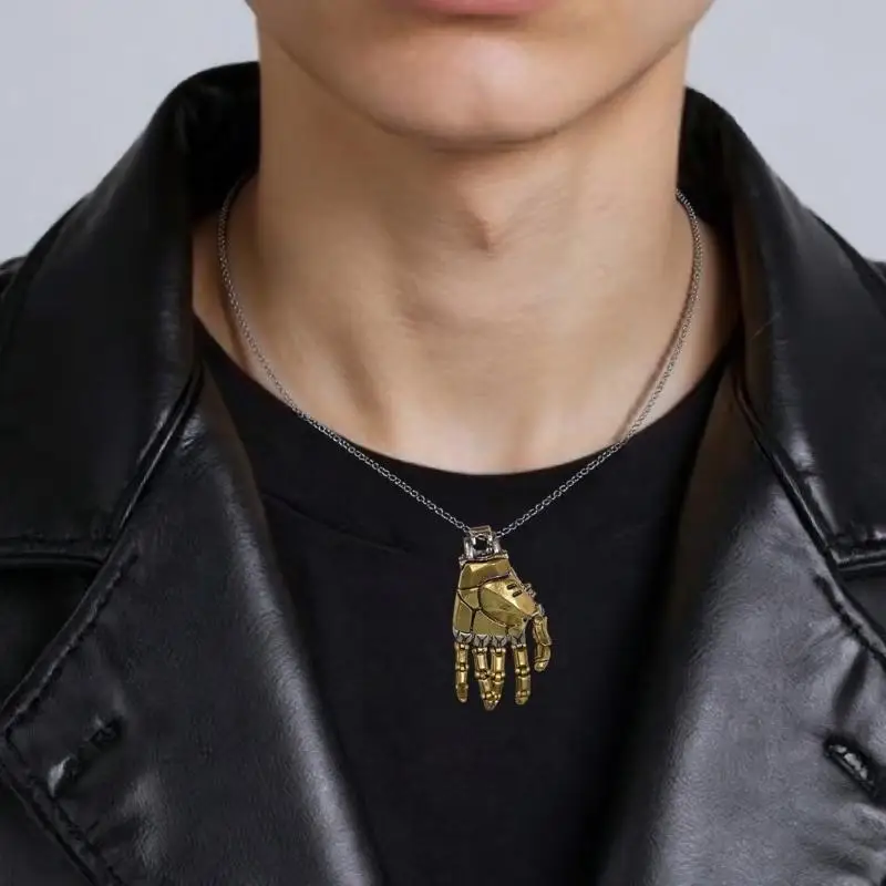 A52E Modern Robotic Arm Copper Pendant Necklace Lightweight Clavicle Chain Jewelry