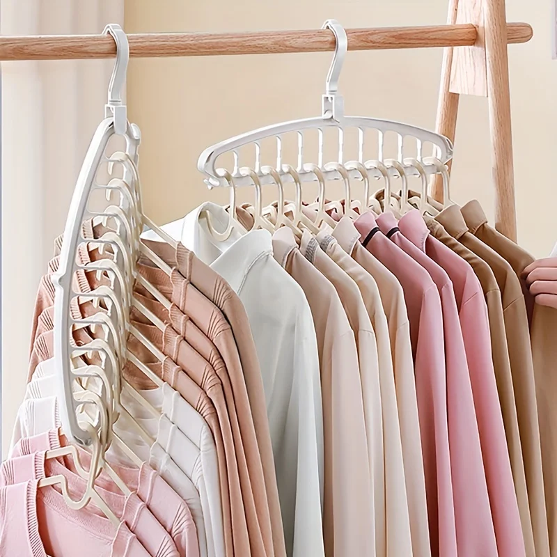 1pc Space Saving Multi-Hole Clothes Hanger For Home, Dorm, And Travel - Foldable Drying Rack For Trousers, Shirts, And Skirts