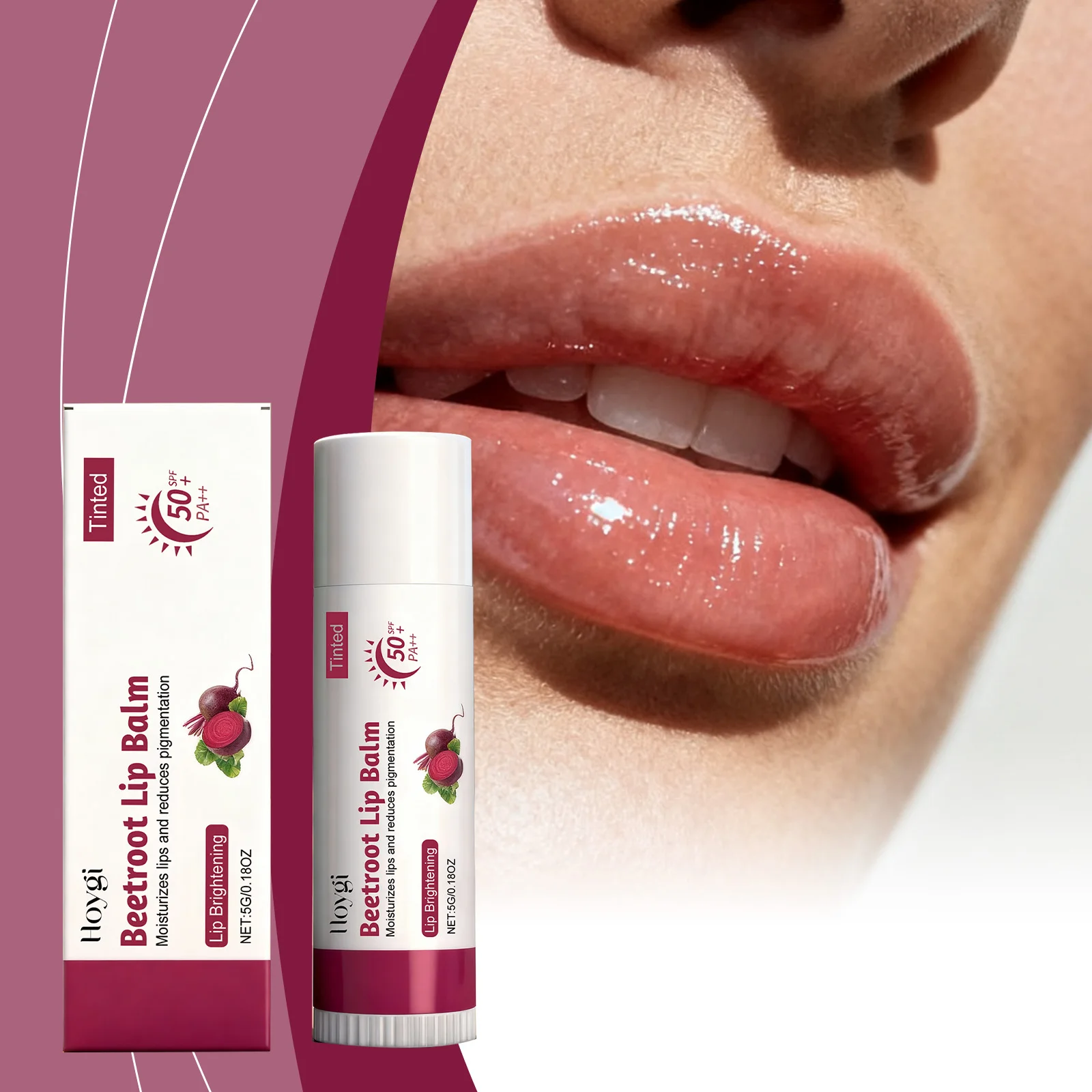 بلسم الشفاه الطبيعي Beetroot للعناية بالشفاه الملونة، ترطيب وعلاج الشفاه الداكنة، حماية من الشمس SPF 50 PA+++، تفتيح الشفاه.