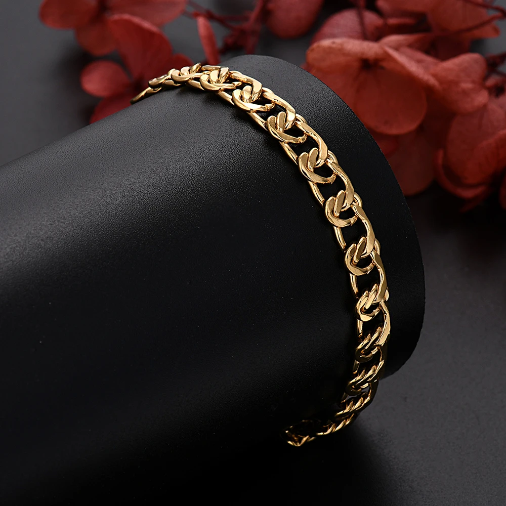 New fine 18K Gold Filled Chain Bracelets for Men boy Charm Women Wedding Party 18+4cm Valentine's Day Gifts designer jewelry