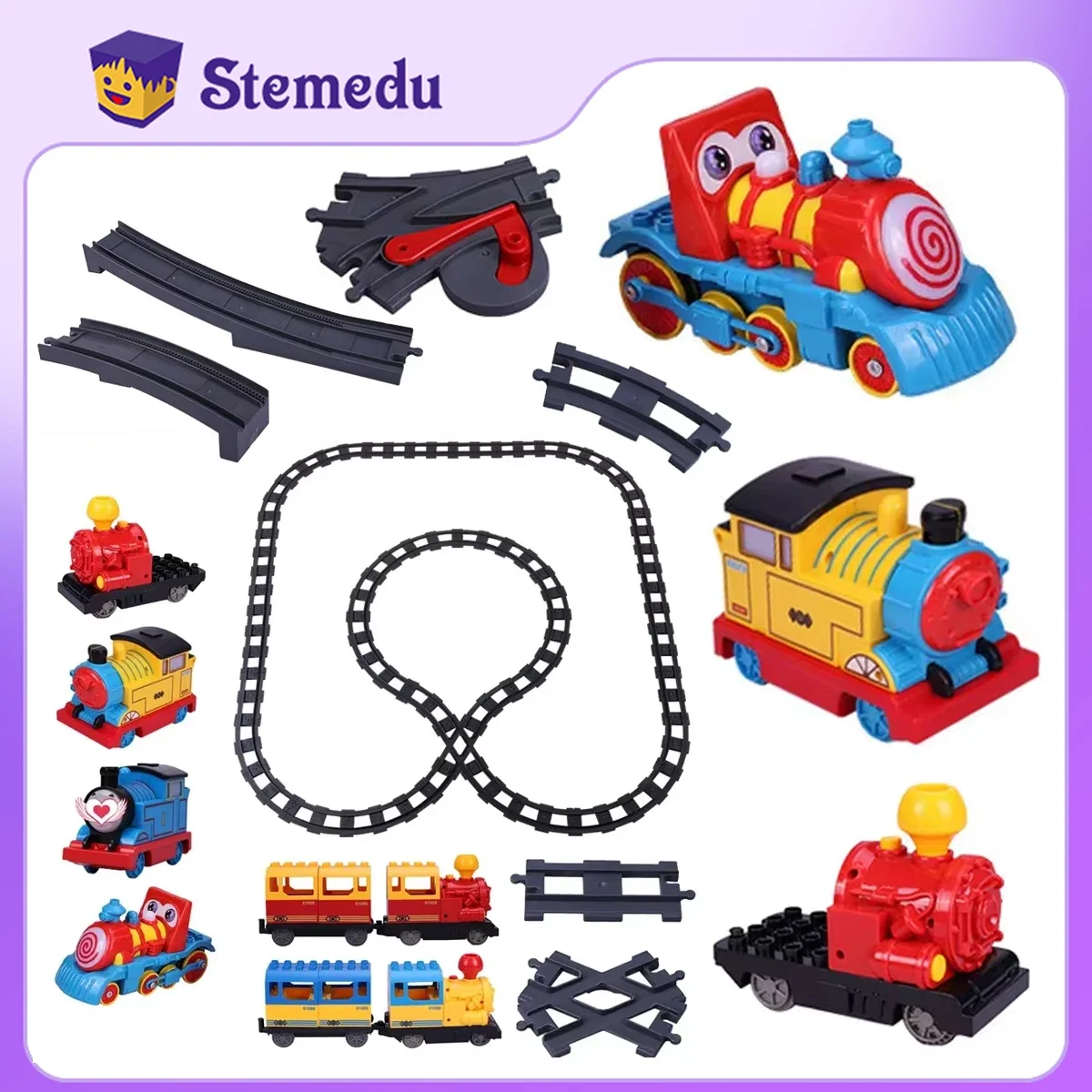 

Поезд, прямая изогнутая рейка, креативные аксессуары, сборные игрушки, строительные блоки с большими частицами, сделай сам, для детей, подарок для ребенка