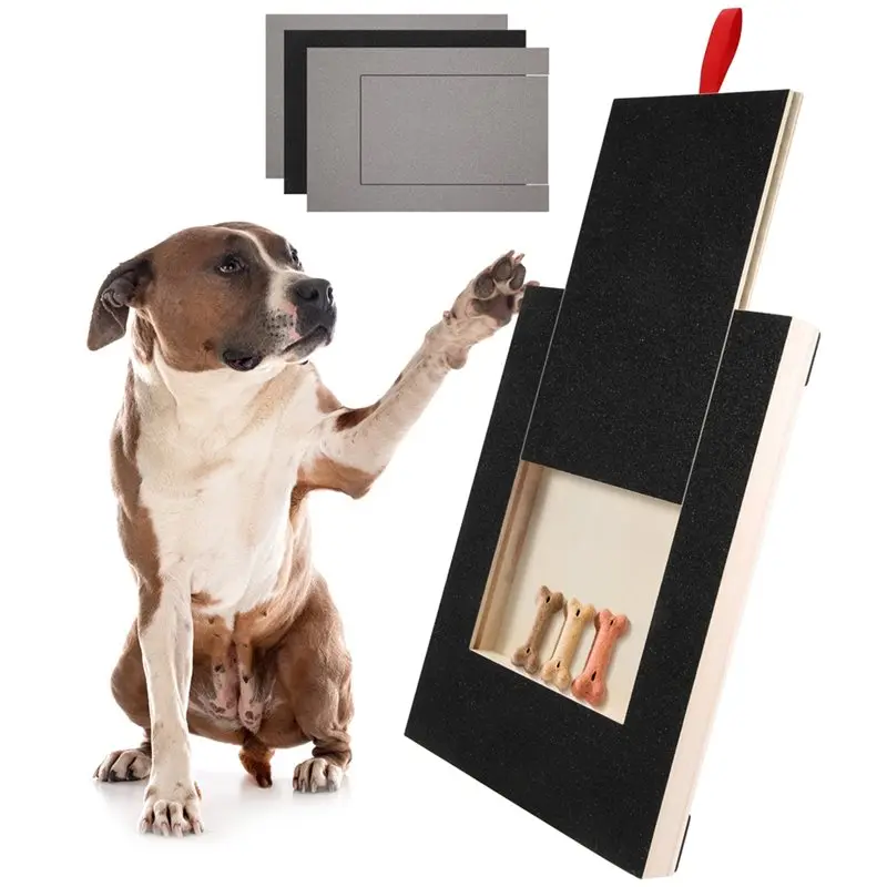 

L60A Dog Claws Scratching Board With Treat Box Square Shape Stress-Free Dog Nail Scratch Board