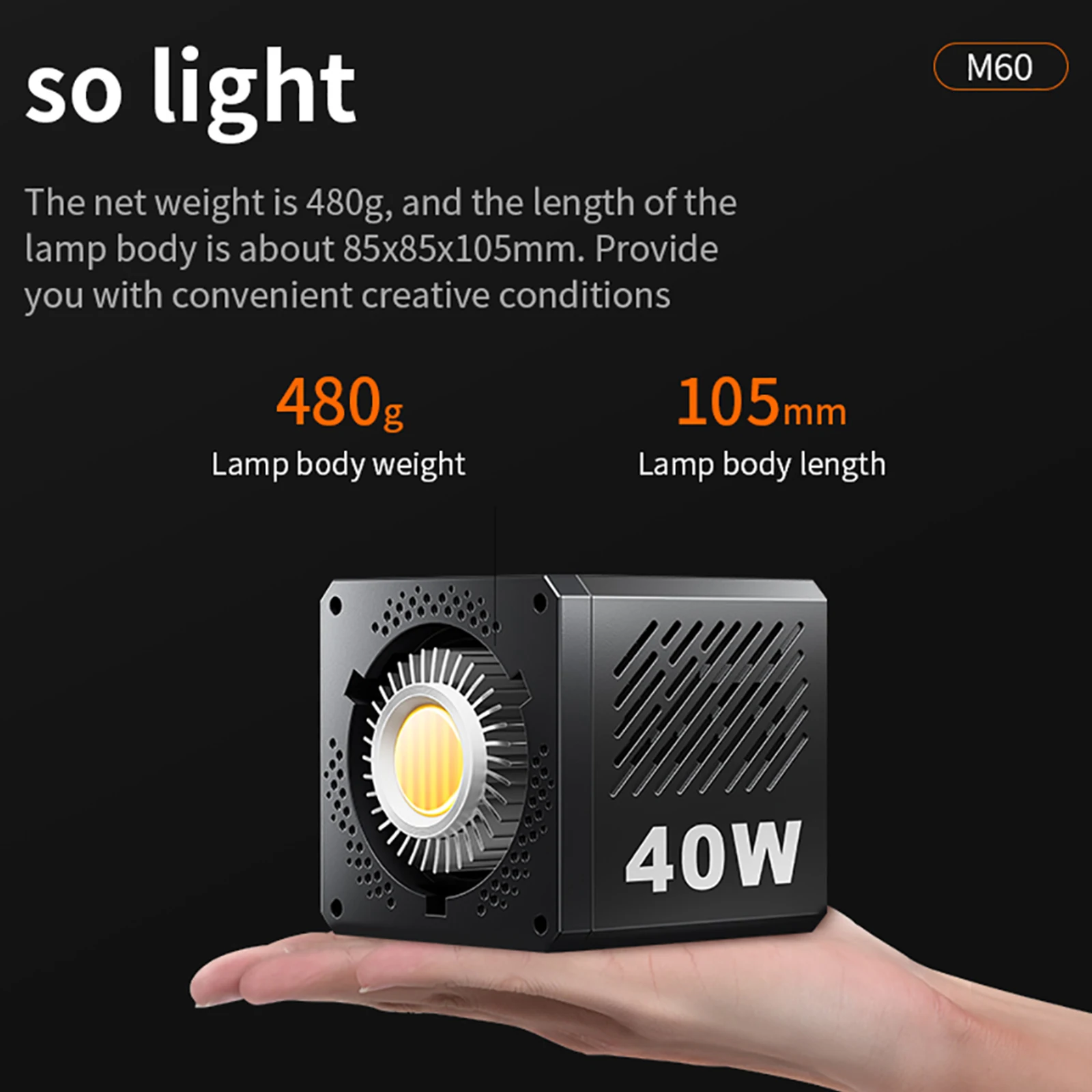 40W M60 Photography Light COB High Brightness Solar Light Outdoor LED Light