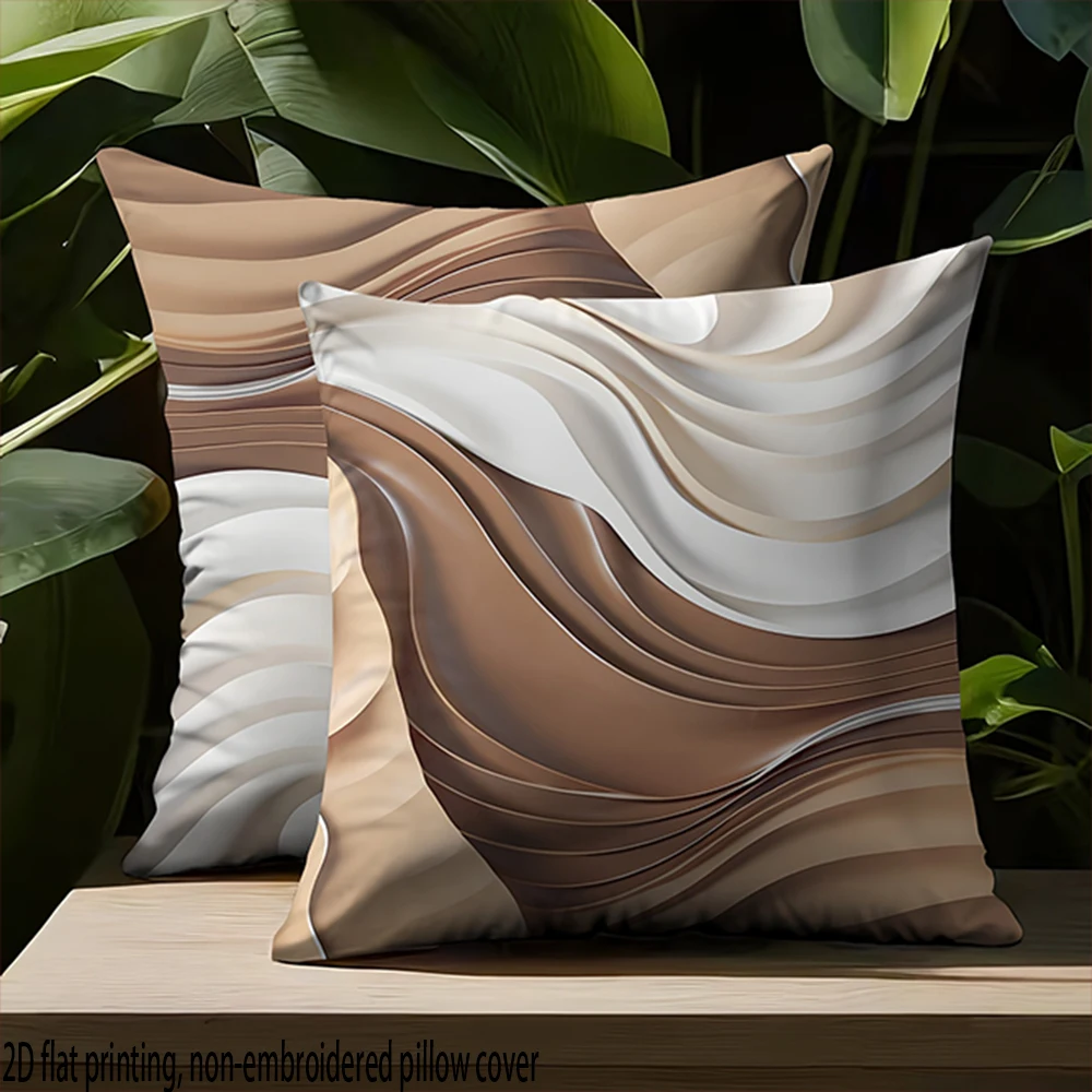 

2D Flat-2pack Modern Wave Throw Pillow Covers , Suitable for, bedroom, sofa decoration, excluding pillow fillers.