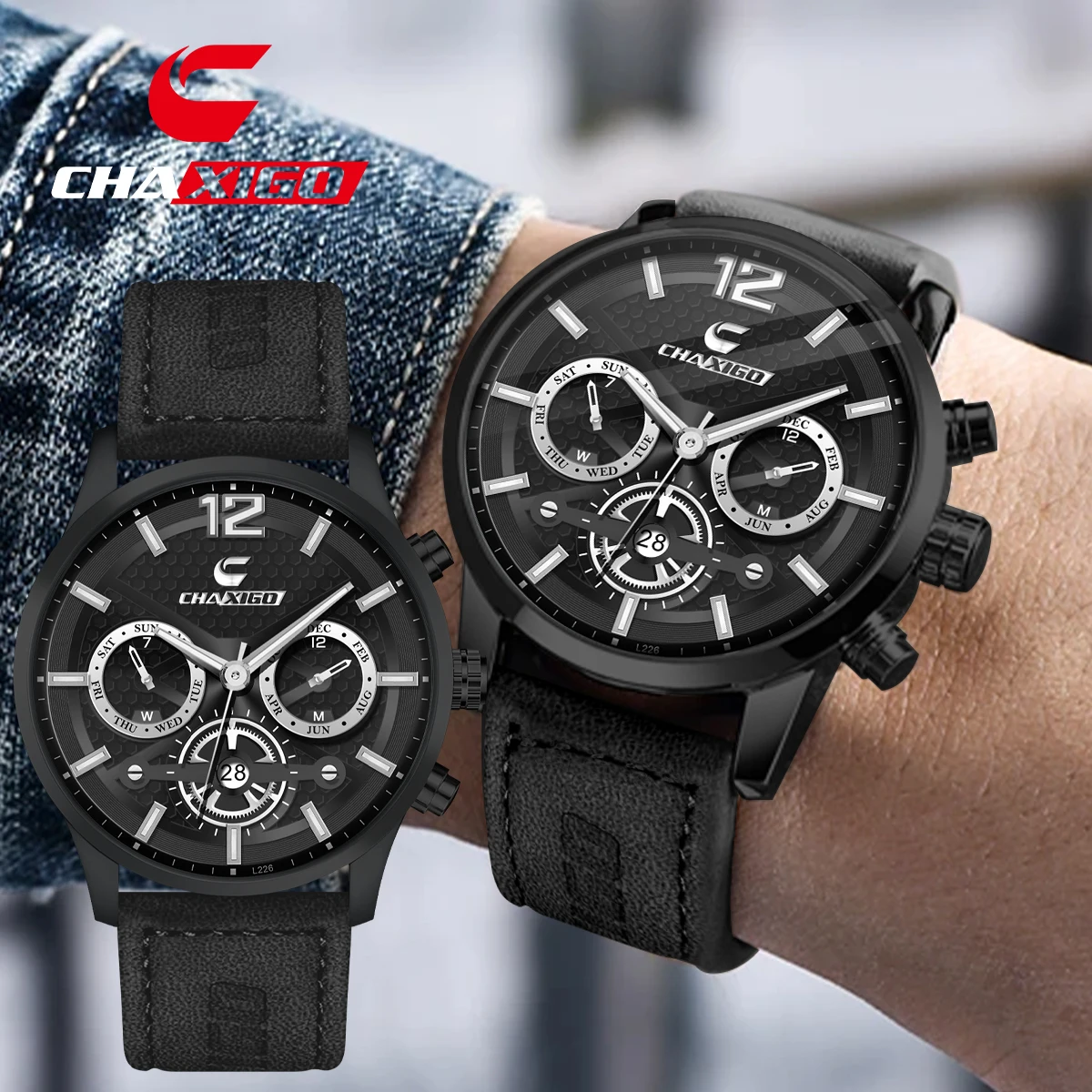 

CHAXIGO Men's Stylish Wristwatch 30M Waterproof Calendar Function Luminous Display High Quality Movement