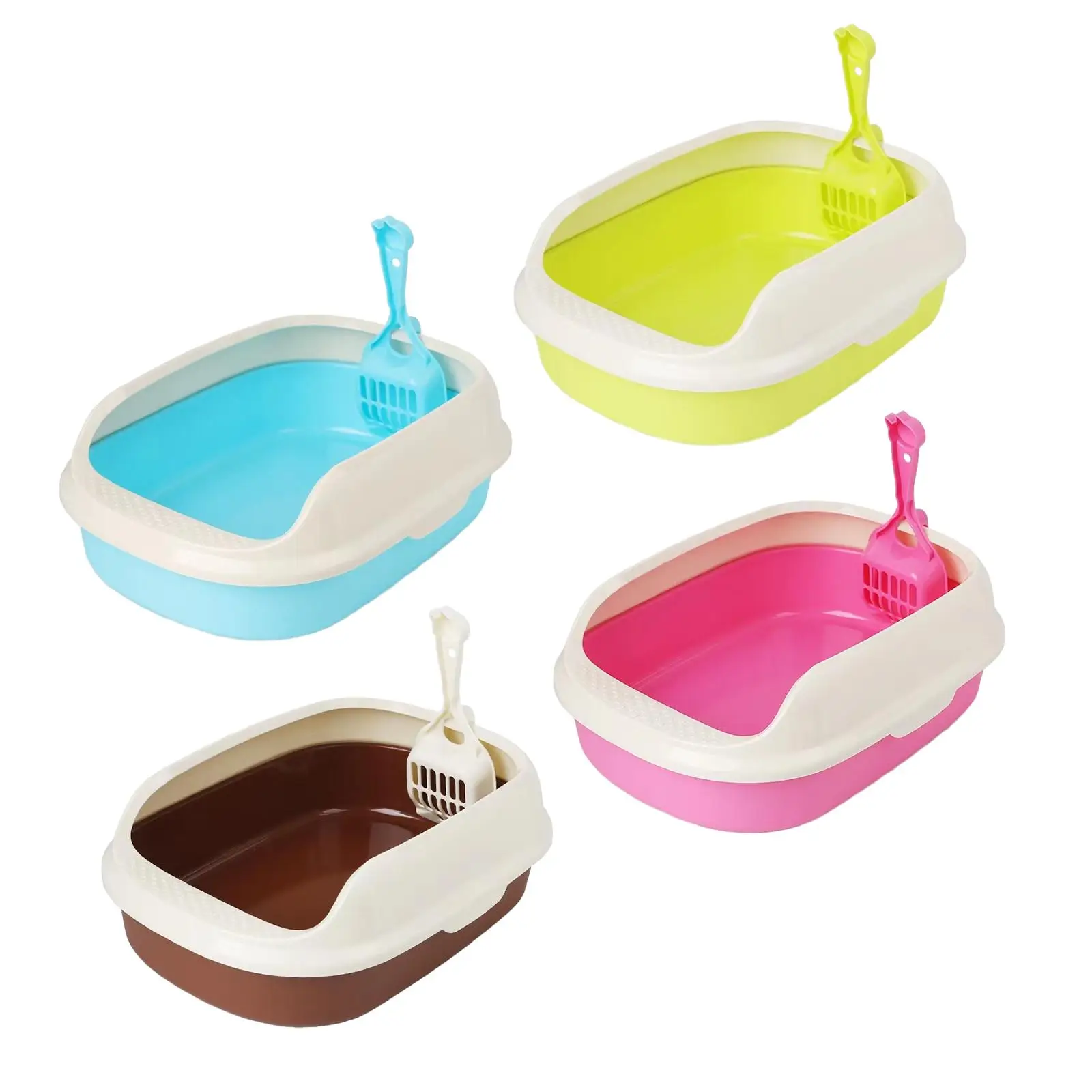 Litter Box Kitten Toilet Semi Enclosed Easy to Clean Cat Sandbox with High Side Sturdy Bedpan Cat Litter Tray for Indoor Cats