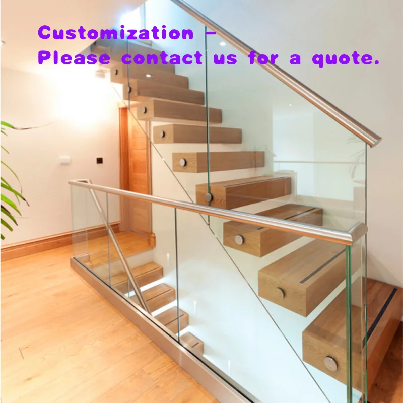 custom.Indoor Wooden Tread Staircase Floating Straight Stairs