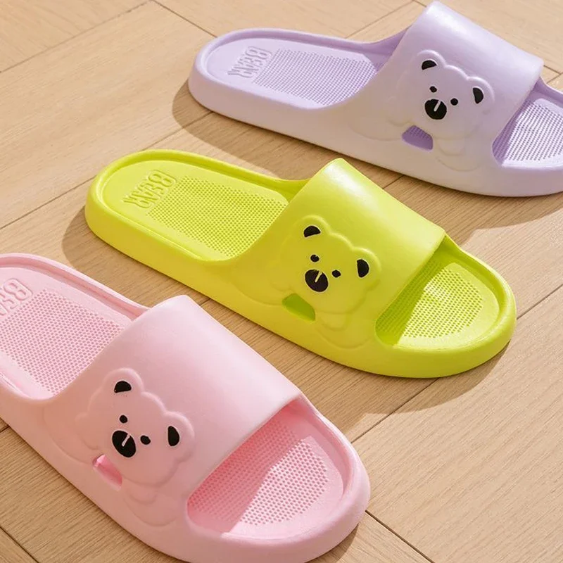 Summer Cartoon Bear Indoor Slippers for Women Lightweight Soft EVA Slides Woman Comfort Home Bathroom Non Slip Slippers image 5