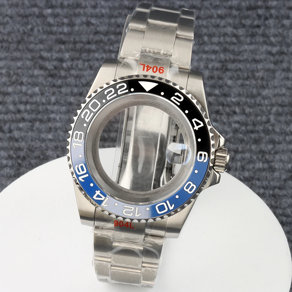 24/12 Hour Bezel NH35 Case 40mm Diving Watch Case Strap For GMT NH35 NH36 NH34 NH38 Movement Stainless Steel Case Oyster Strap